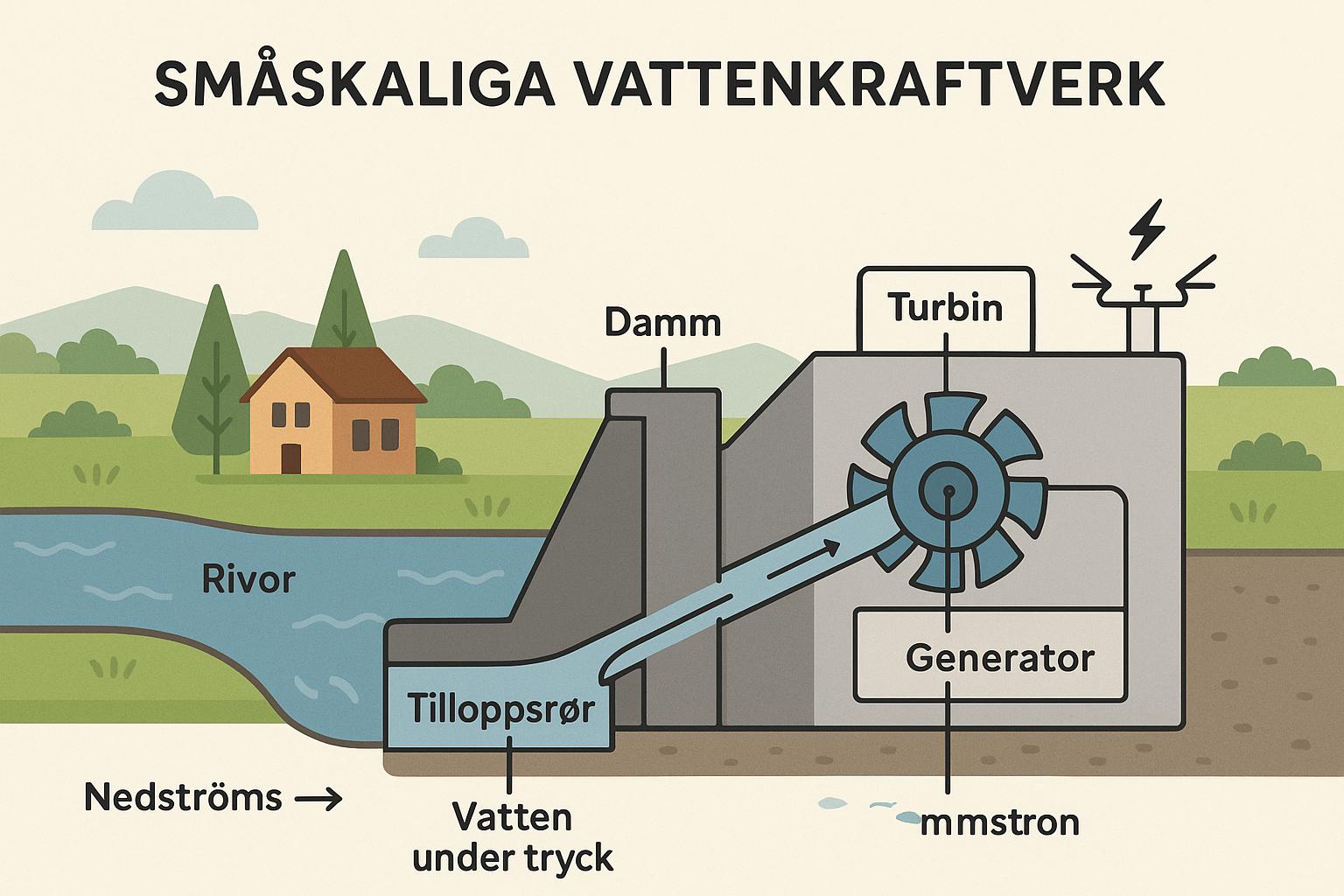 Vad är småskaliga vattenkraftverk och hur fungerar de?